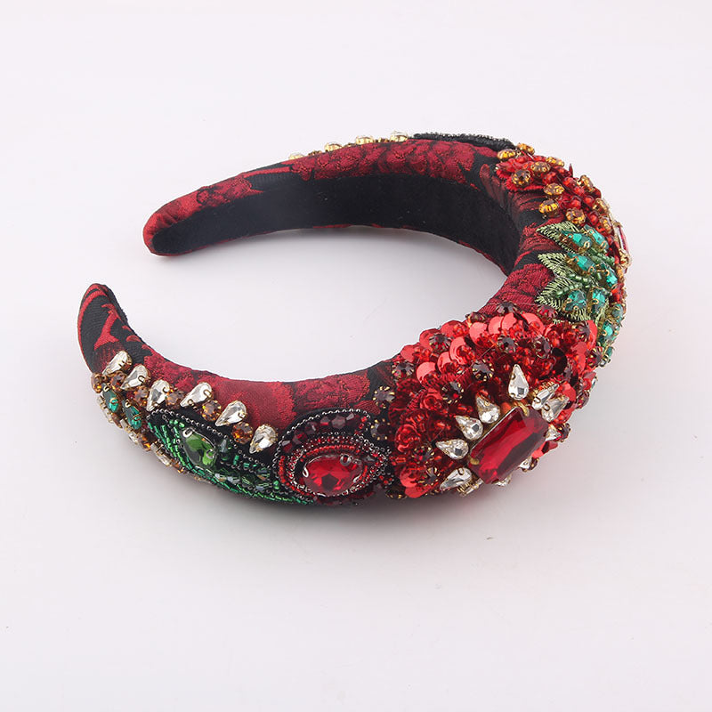 Diamond Leaf Exaggerated Headband - Red