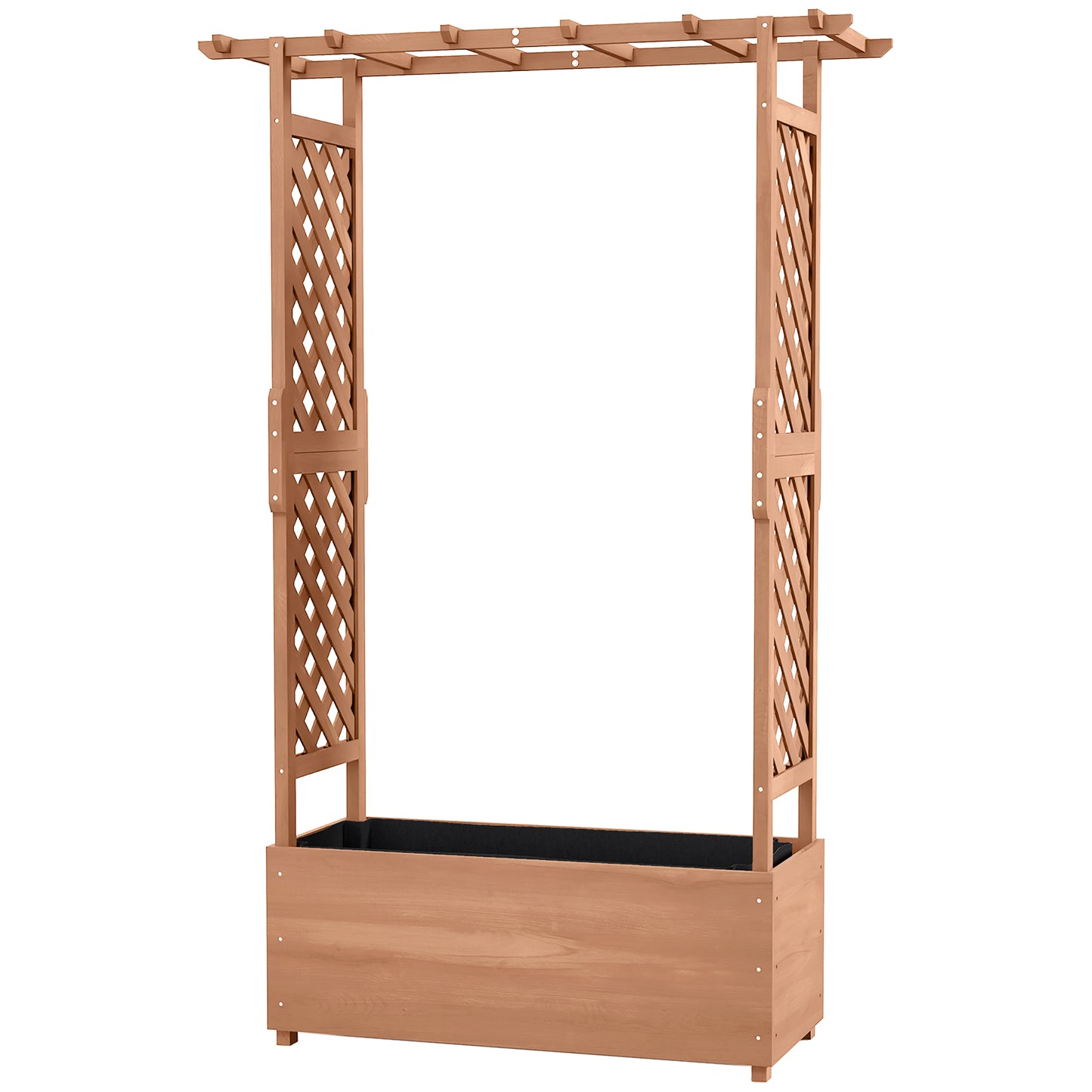 Outdoor Raised Garden Bed with Trellises and Roof - 70.75 Inch Wooden Planter Box