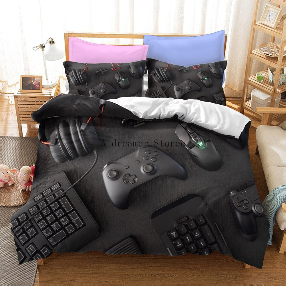 Digital 3D Game Controller Pattern Printed Bedding Set - Multiple Sizes