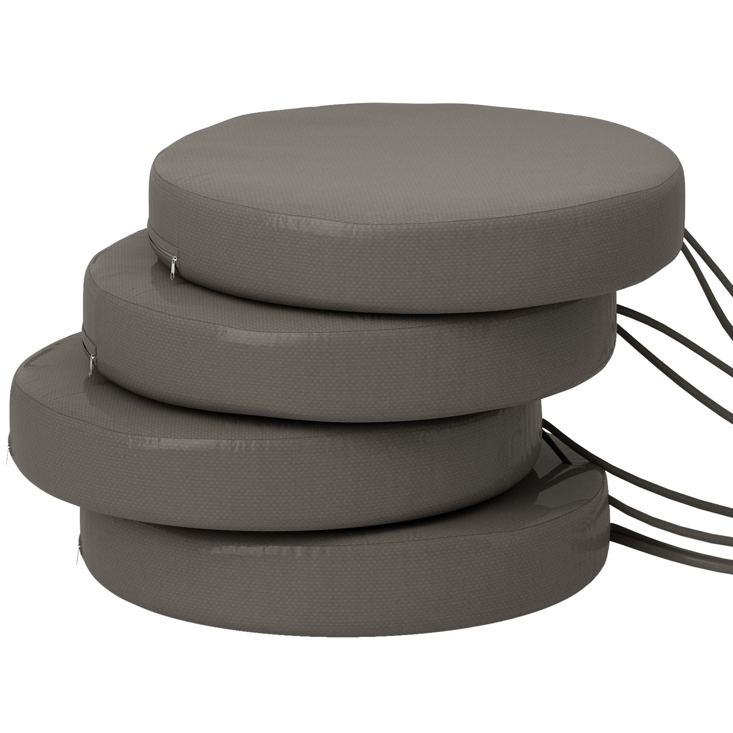 Round Seat Cushions Set of 4 - 15" Dark Gray for Dining Chairs