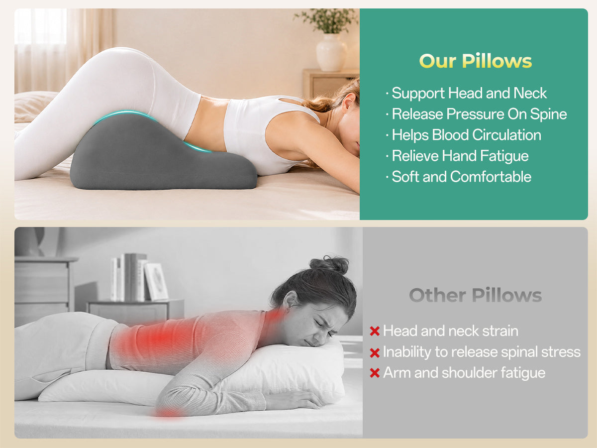Ergonomic Memory Foam Support Pillow for Couples - Grey