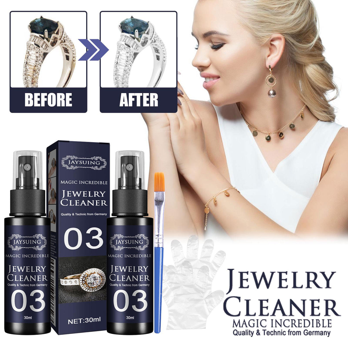 Jewelry Cleaner Solution 30ml Set for Jewelry Polishing & Care