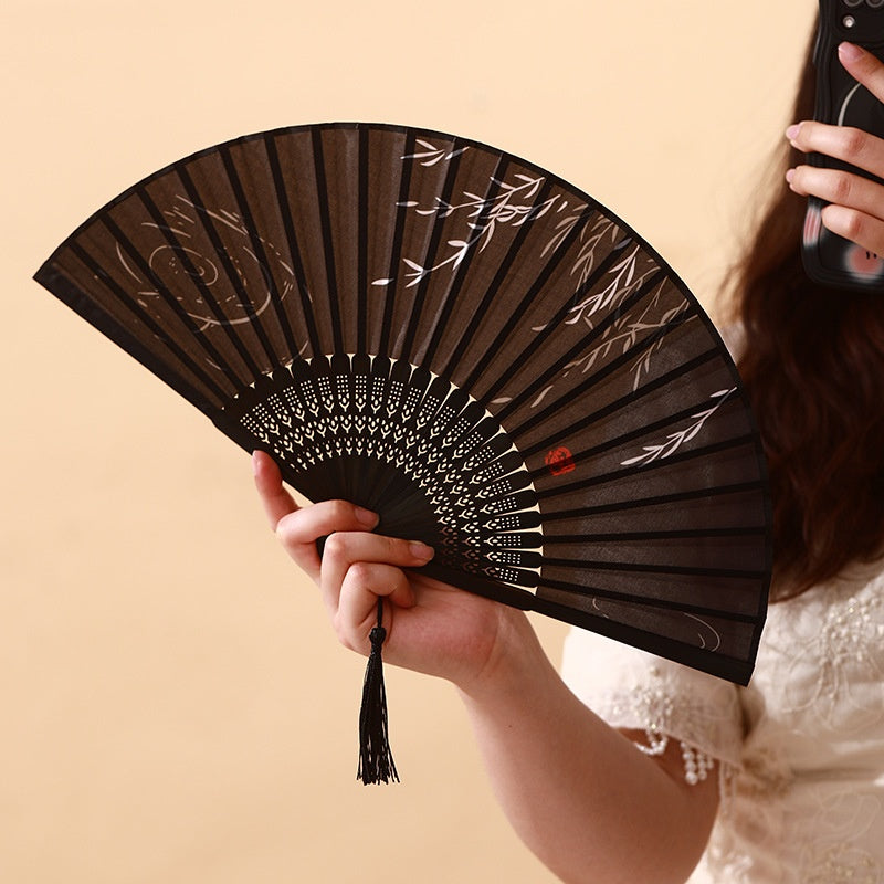 Chinese Style Portable Folding Fan - Bamboo Handheld Fan for Home & Garden