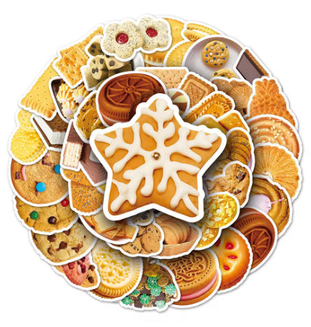 50 Creative Biscuit Pattern Notebook Stickers - Cute Food Series