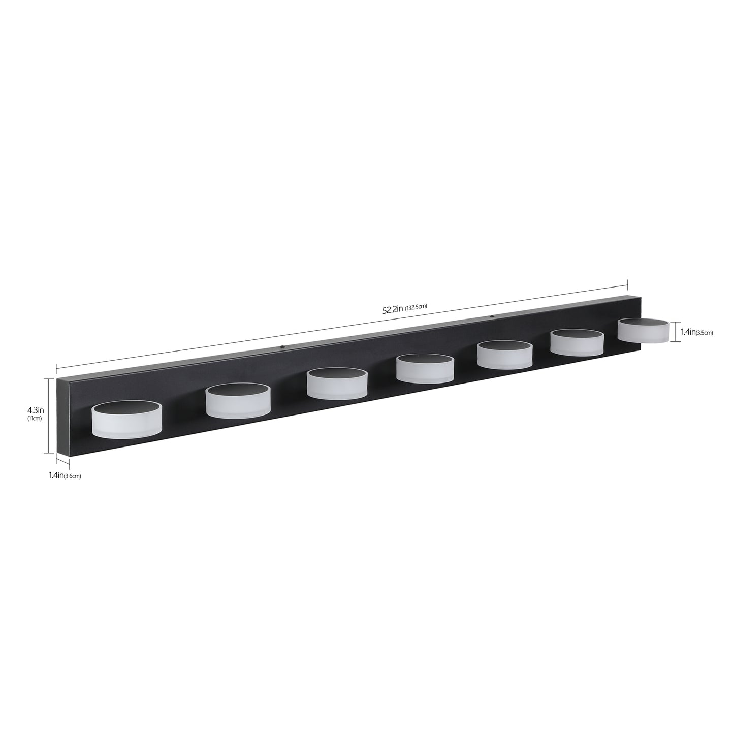 Modern 7-Light LED Wall Sconce - Black Iron with Acrylic Shades