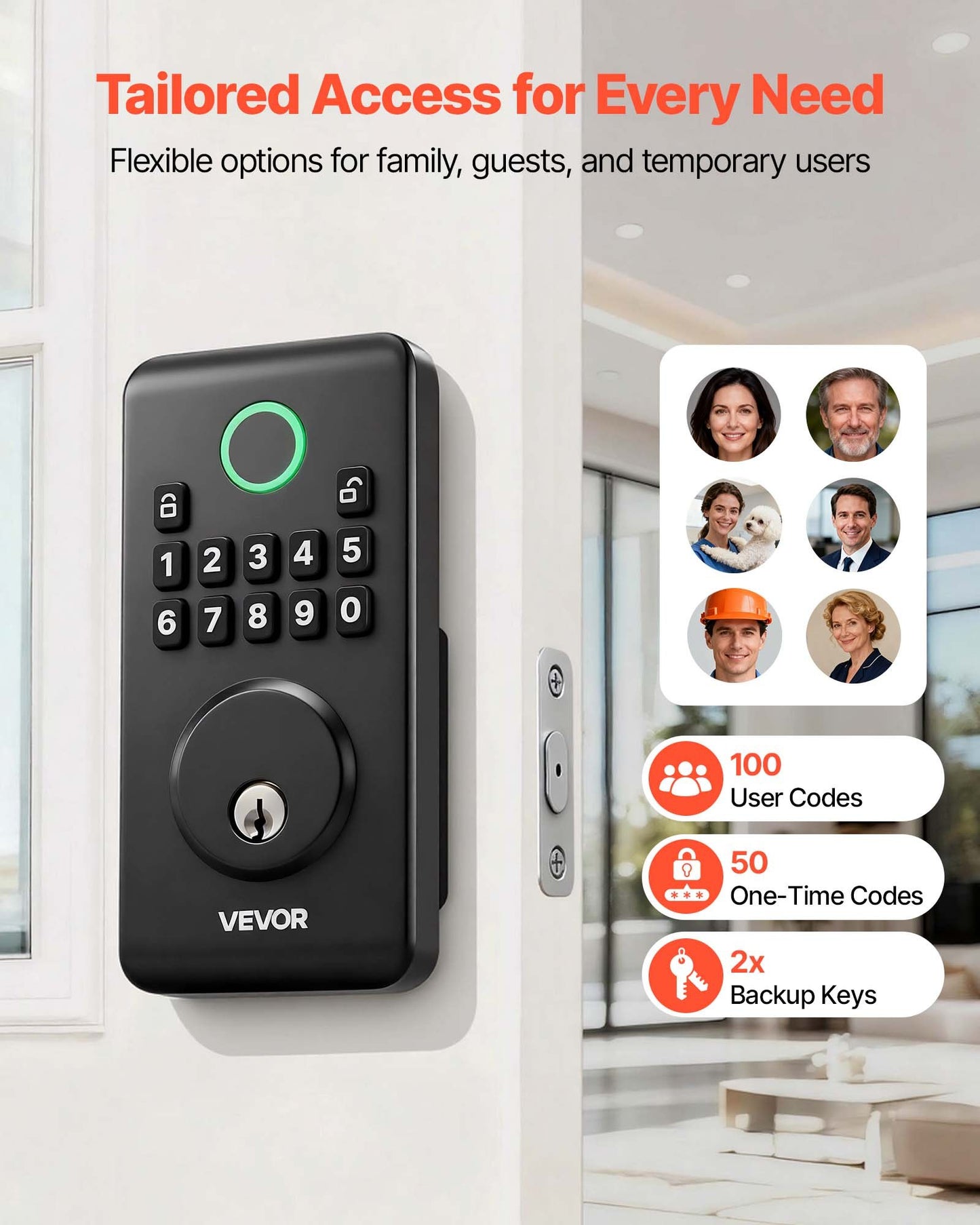 Keyless Entry Door Lock Electronic Deadbolt with Custom Codes - Matte Black