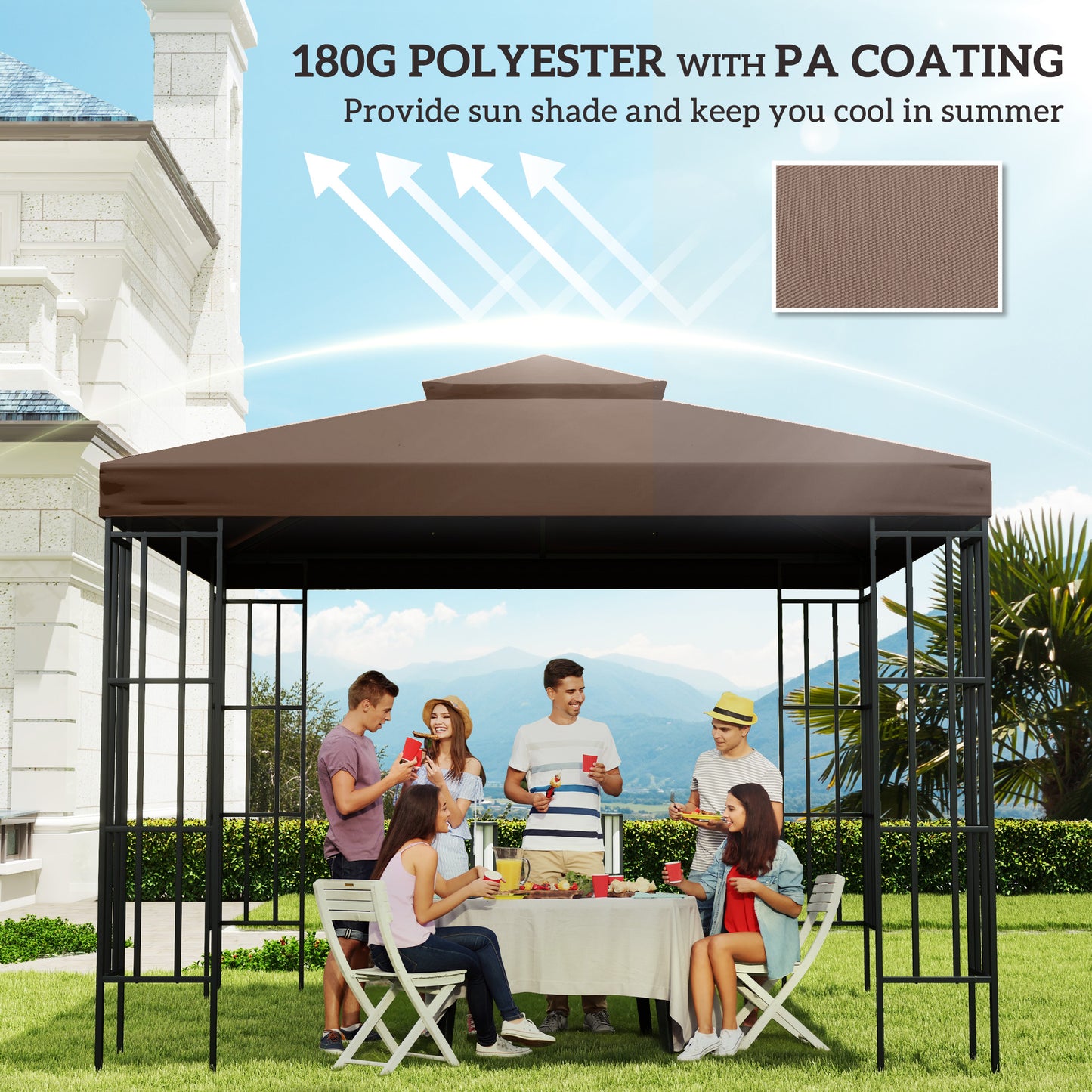 Replacement Canopy for 9.84' Gazebo - Coffee 2-Tier Top Cover