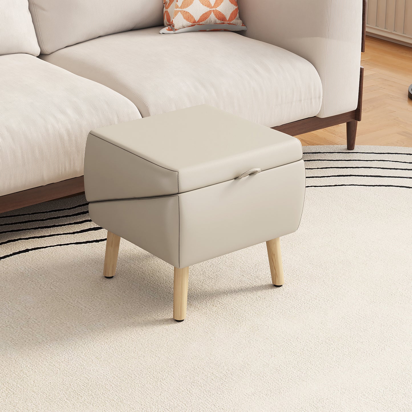 Foldable Wooden Dog Steps for Small Dogs and Cats - Non-Slip Ramp for Couch and Bed, Light Grey