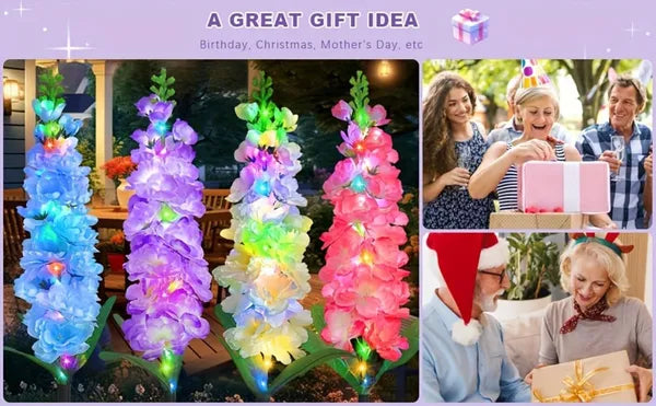Solar Powered Color-Changing Hyacinth Flower Light - 4PCS, 8PCS