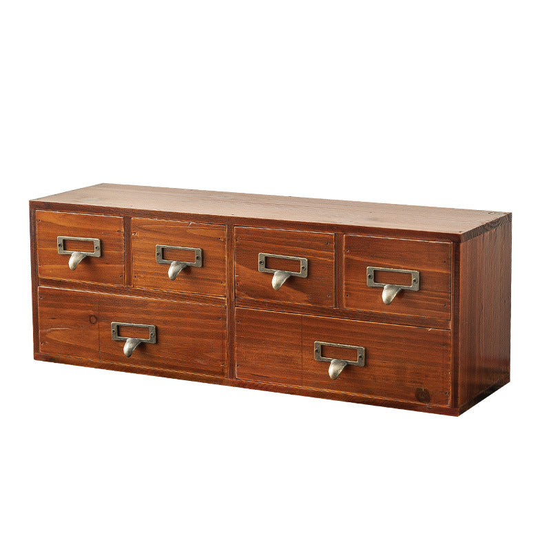 Wooden Desktop Cosmetic Storage Box - Home Organization, Brown