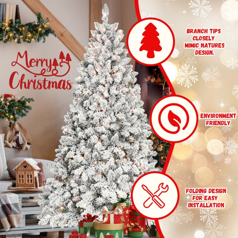 PVC Christmas Tree with Warm Lights and Pine Cones - Multiple Heights