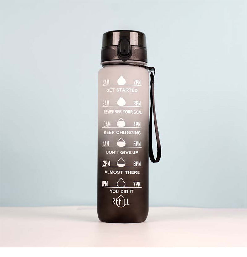 Large Capacity Sports Water Bottle - Gradient Cup with Lanyard 1000ml