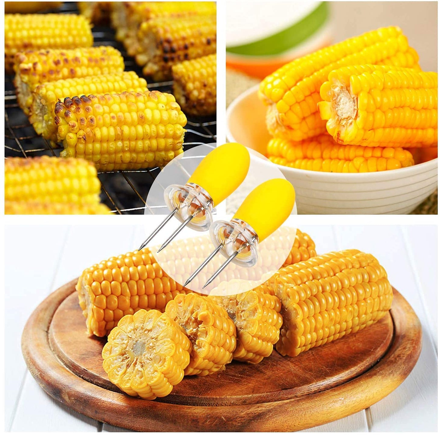 10-Pack Stainless Steel Corn Holders with Ergonomic Handles