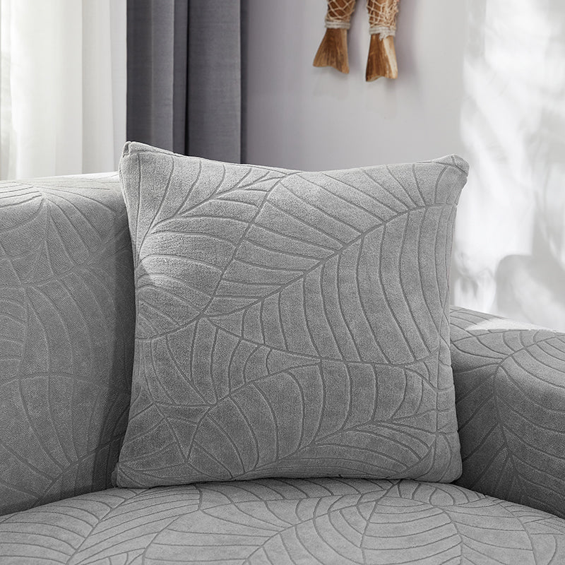 Nordic Style Jacquard Leaf Pattern Pillow Cases Set 45x45cm for Home & Bedroom