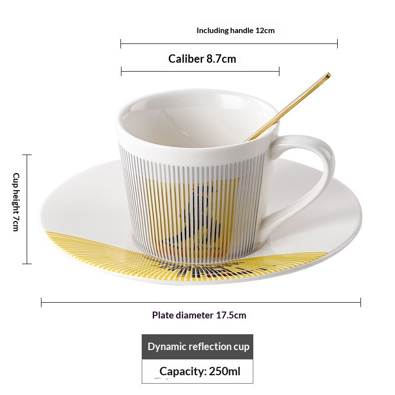 Dynamic Reflection Ceramic Coffee Cup - Elegant 240ml Home & Barware