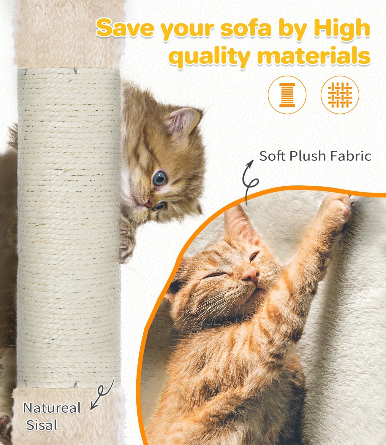 Multi-Level Cat Tree Tower with Scratching Posts and Toys - 56 Inch Indoor Cat Activity Center