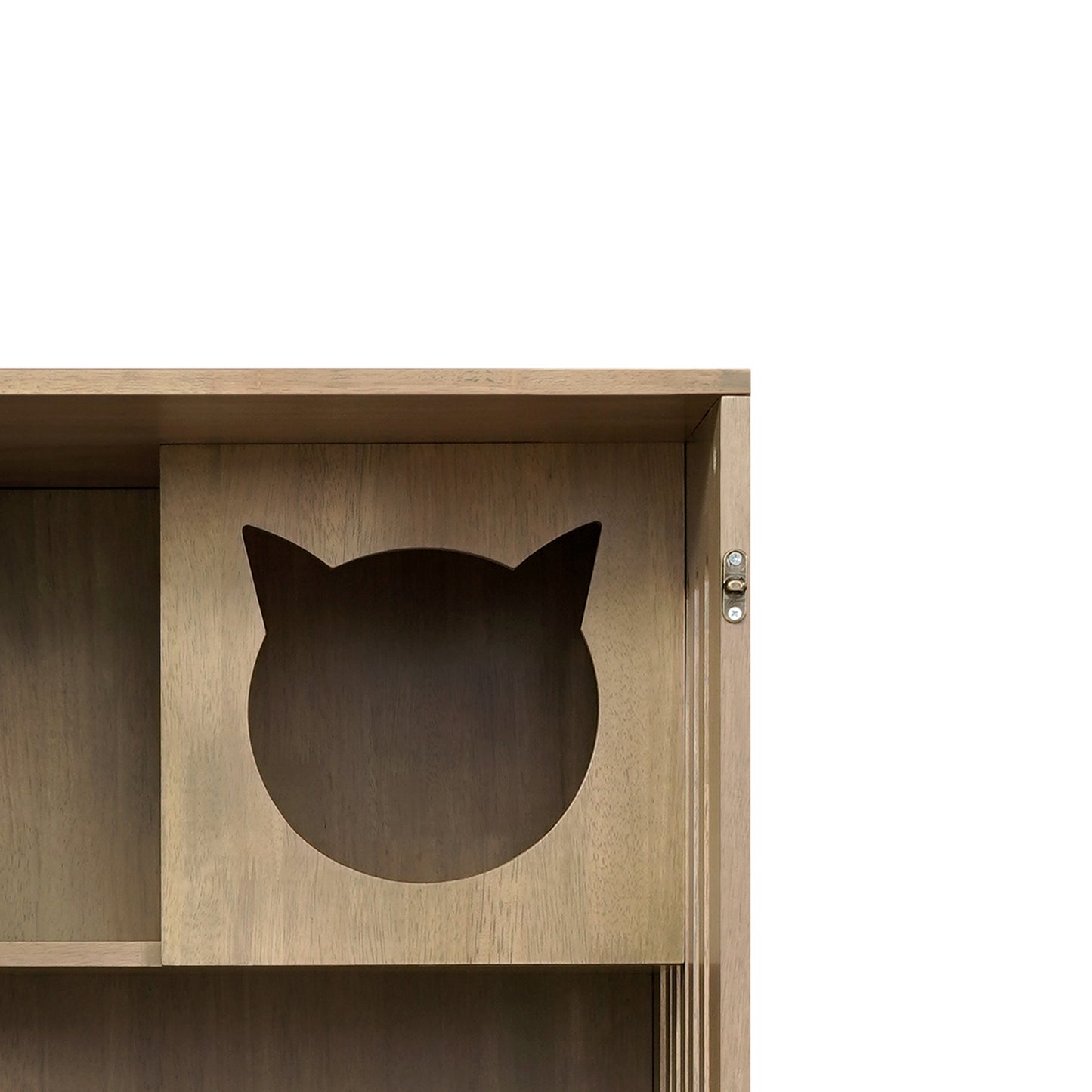 Rubber Wood Cat Enclosure with Multi-Level Shelves & Lockable Wheels - Natural Finish
