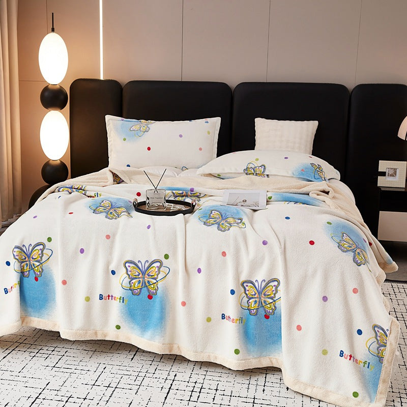 European Cotton Fleece Woolen Blanket - Thickened Warm Bed Sheet for All Seasons