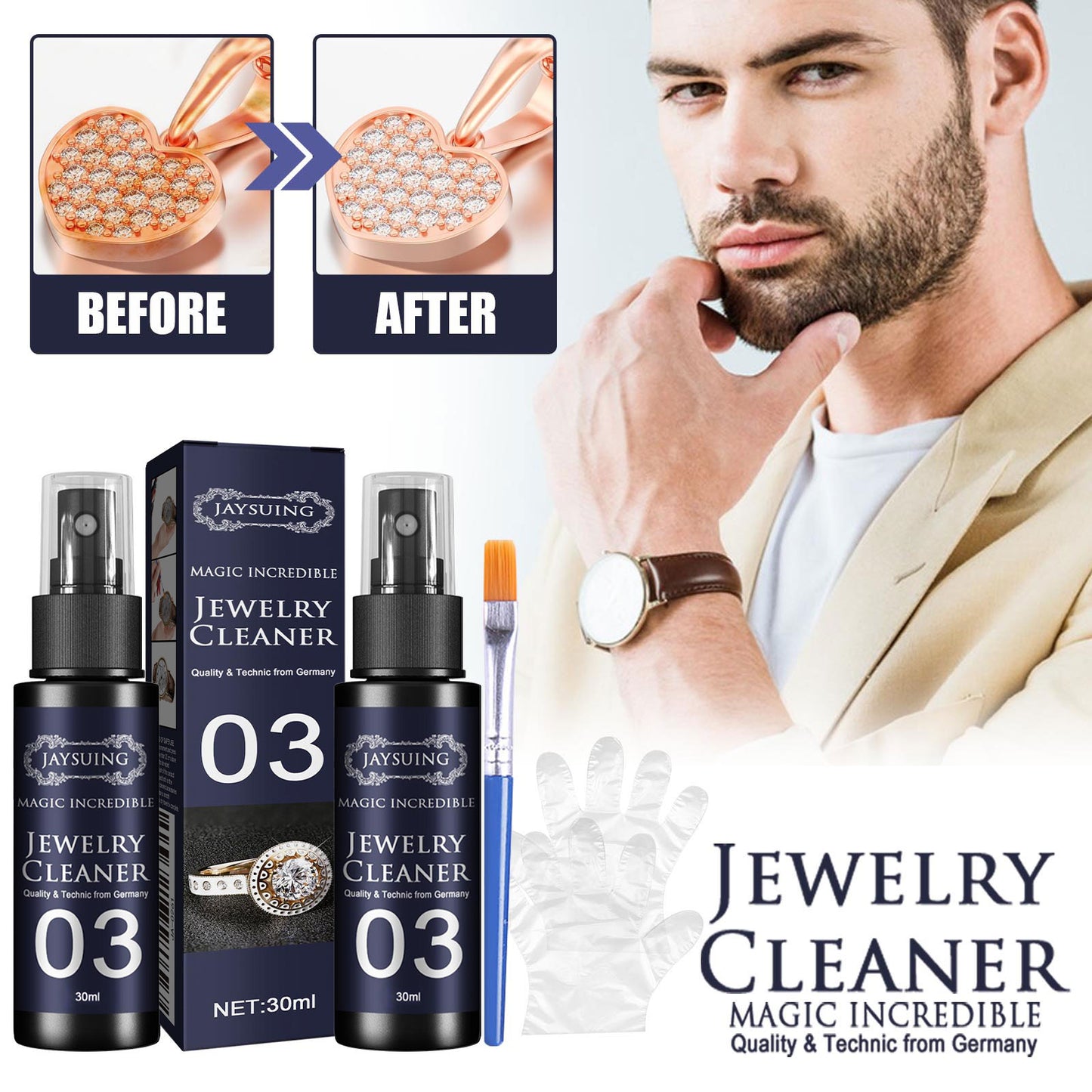 Jewelry Cleaner Solution 30ml Set for Jewelry Care and Polishing
