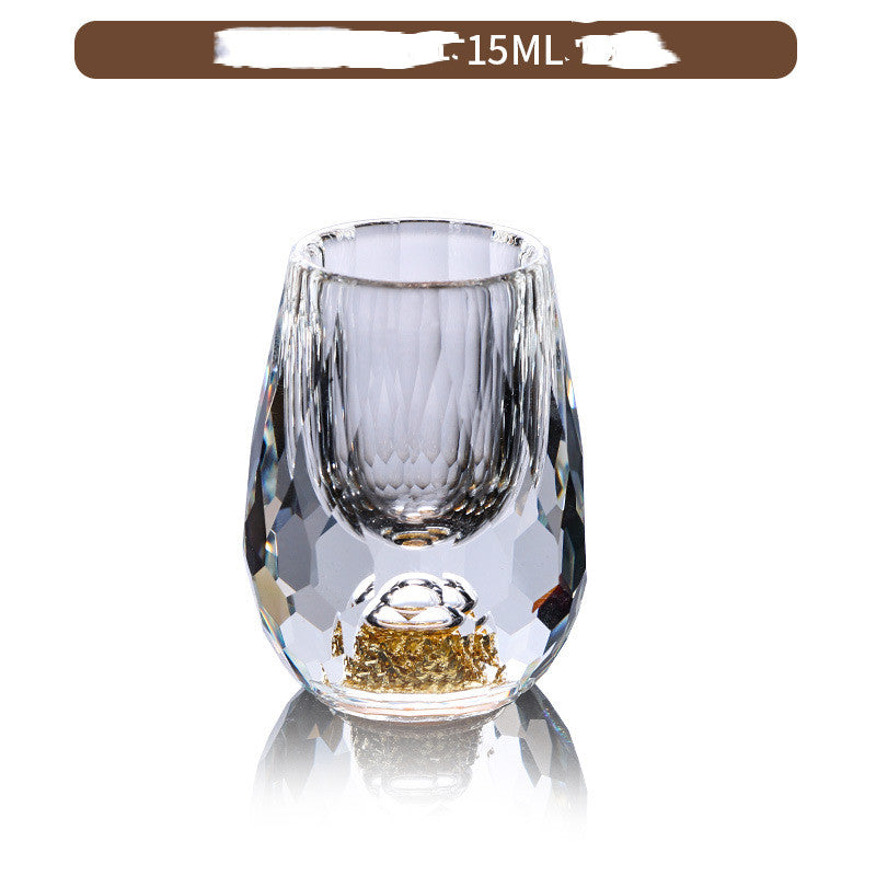 Gold Foil Crystal Liquor Cup - Octagonal Iceberg & Jinshan Styles