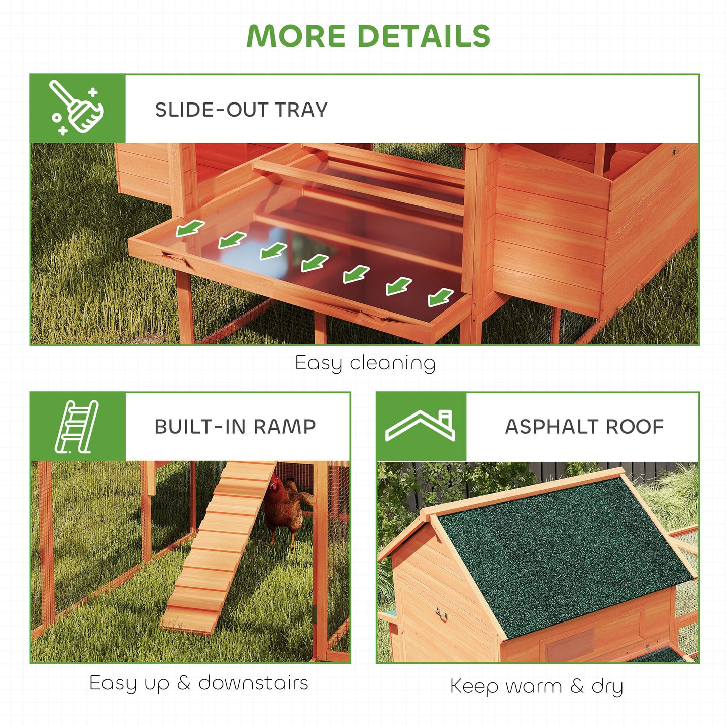 137-Inch Wooden Chicken Coop for 4-6 Chickens with Run and Nesting Boxes - Backyard Poultry House, Orange