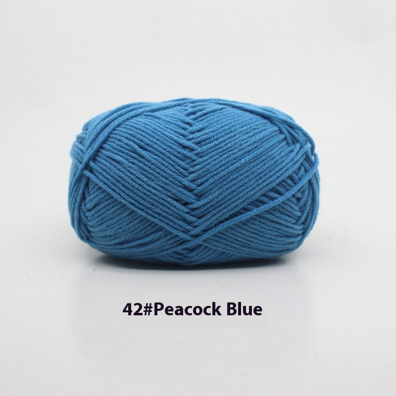 Four-Strand Milk Cotton Crochet Yarn Balls for Craft Projects - Multiple Colors