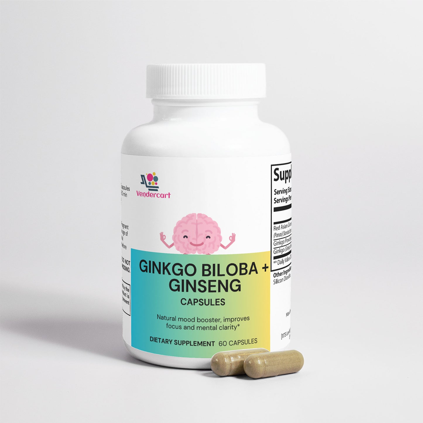 Ginkgo Biloba and Ginseng Supplement - 60 Capsules for Cognitive Support