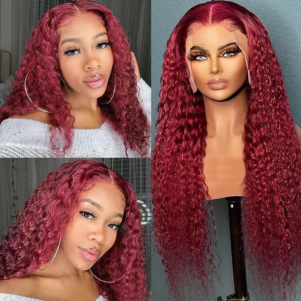 Long Lace Wig for Women - Versatile Wine Red Synthetic Hair Extension