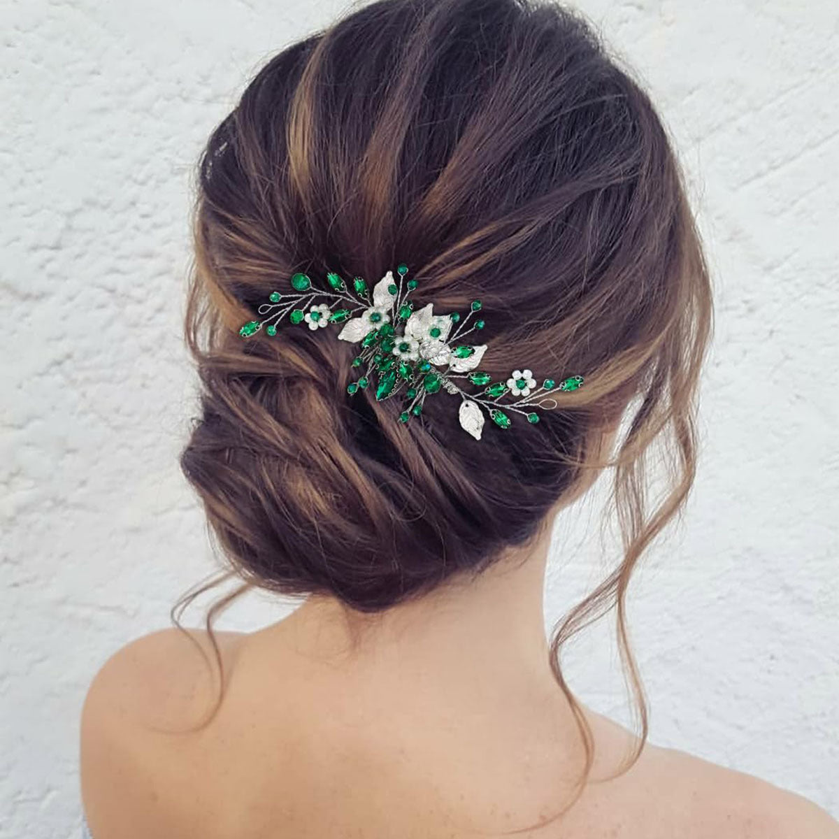 Floral Rhinestone Hair Comb with Crystal Inlay