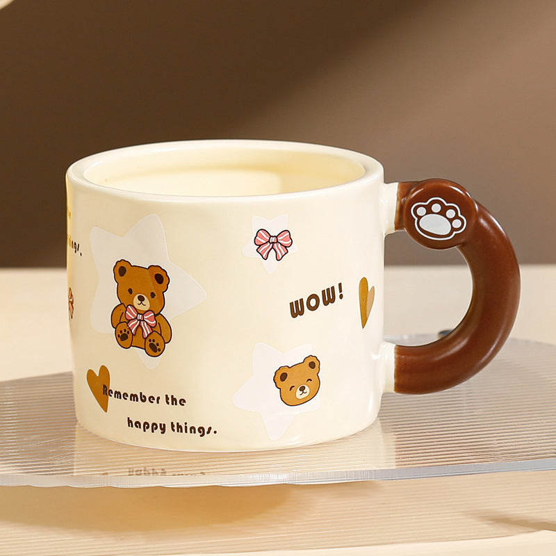 Large Capacity Straw Mug with Lid and Handle - 360ML-420ML, Korean Style Drinkware