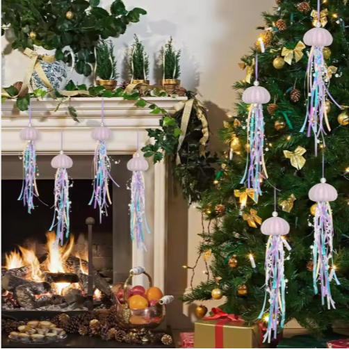 4 PCS Sea Urchin Christmas Tree Ornaments - Purple