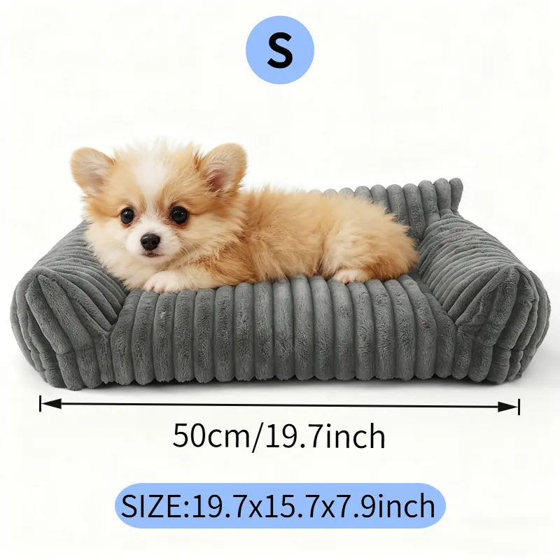 Pet Sofa Bed with Removable Washable Cover for Small Cats & Dogs - Fluffy, Supportive Couch