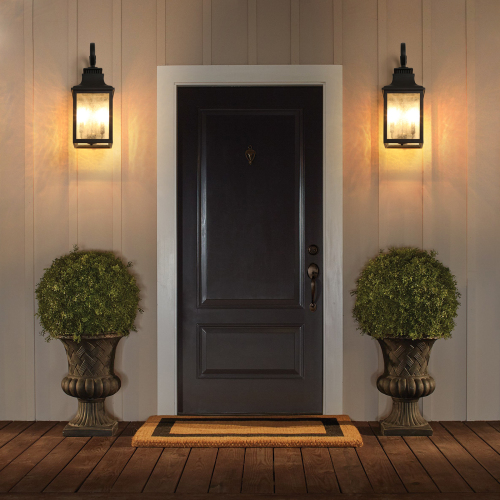 Outdoor Glass Wall Light - Vintage Black Sconce with Frosted Panel, Supports E12 Bulbs, Weatherproof, 2-Pack
