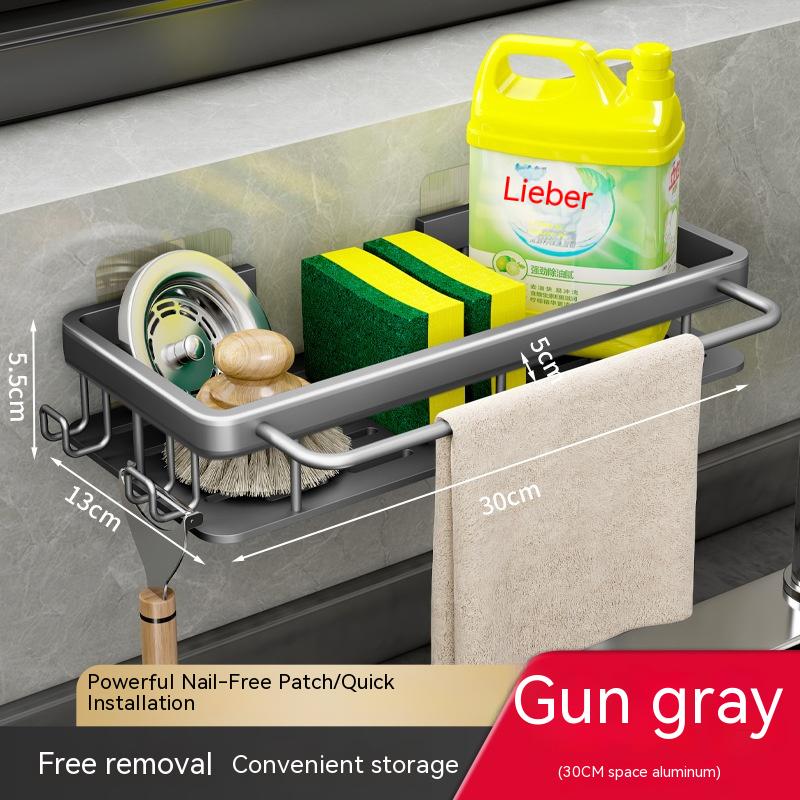 Wall-Mounted Kitchen Storage Rack Aluminum Modern Home Organizer