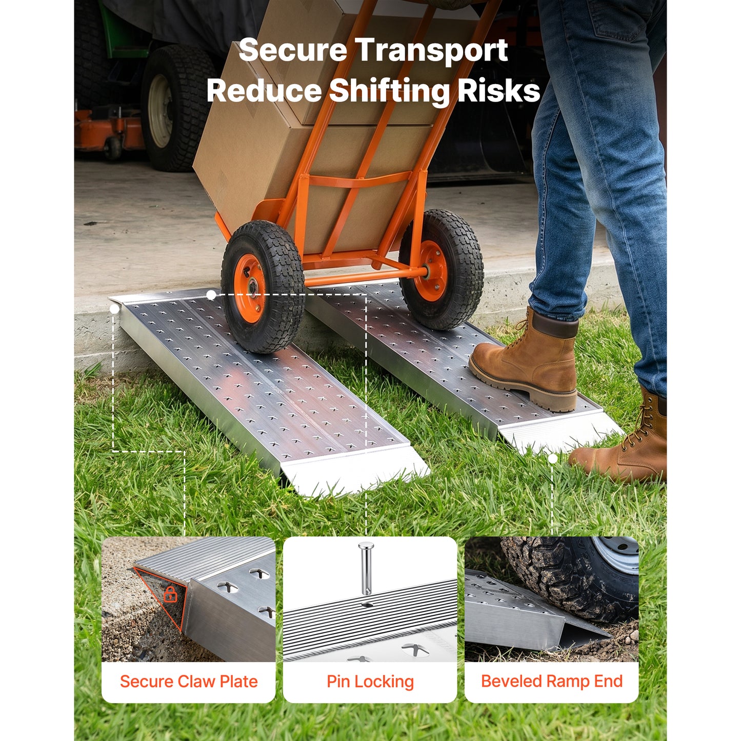 Heavy-Duty Aluminum Loading Ramps Set 39x12 Inches for ATV, Motorcycle, Lawn Mower, Tractor