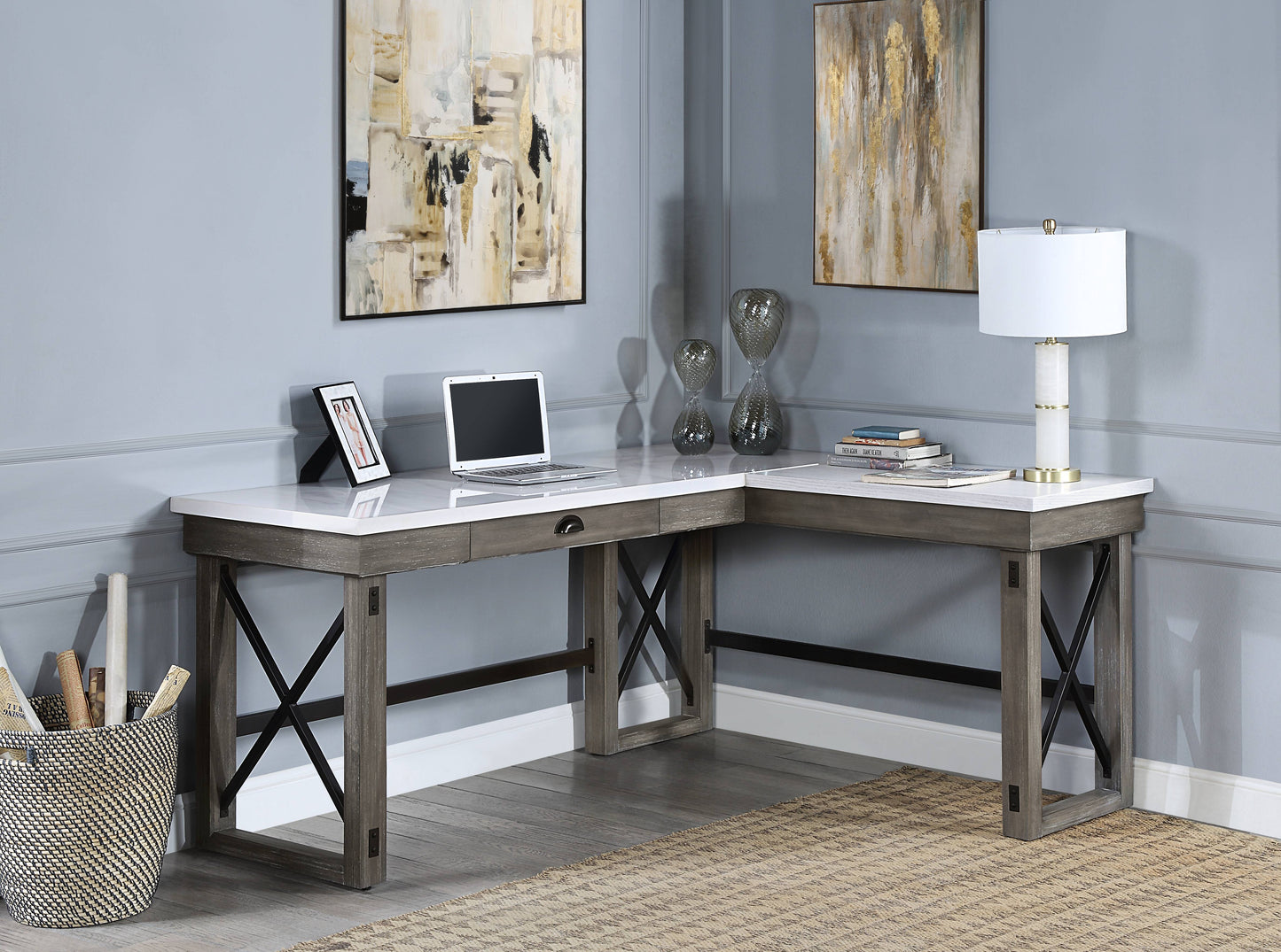 Writing Desk with Lift Top - Weathered Gray Marble Finish