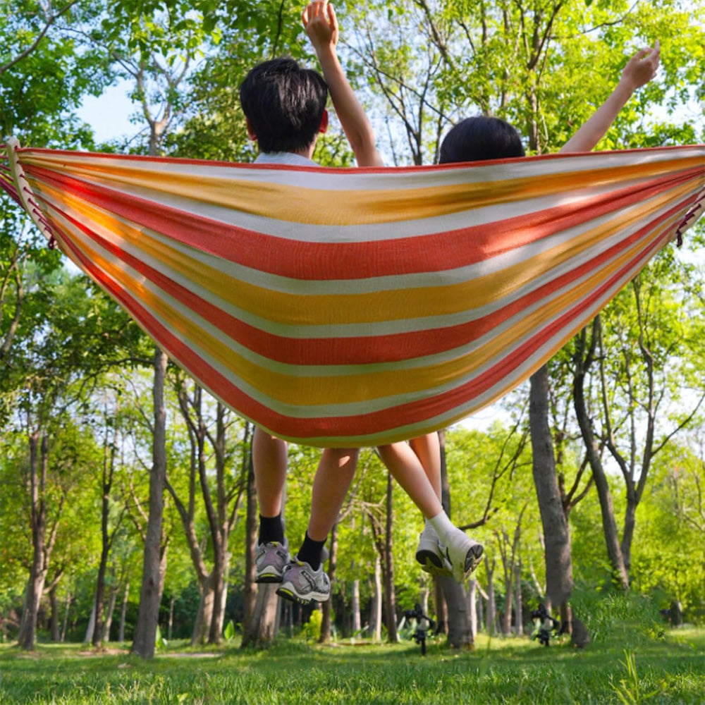 Portable Single Hammock with Wooden Spreader Bar - Max Load 500LBS