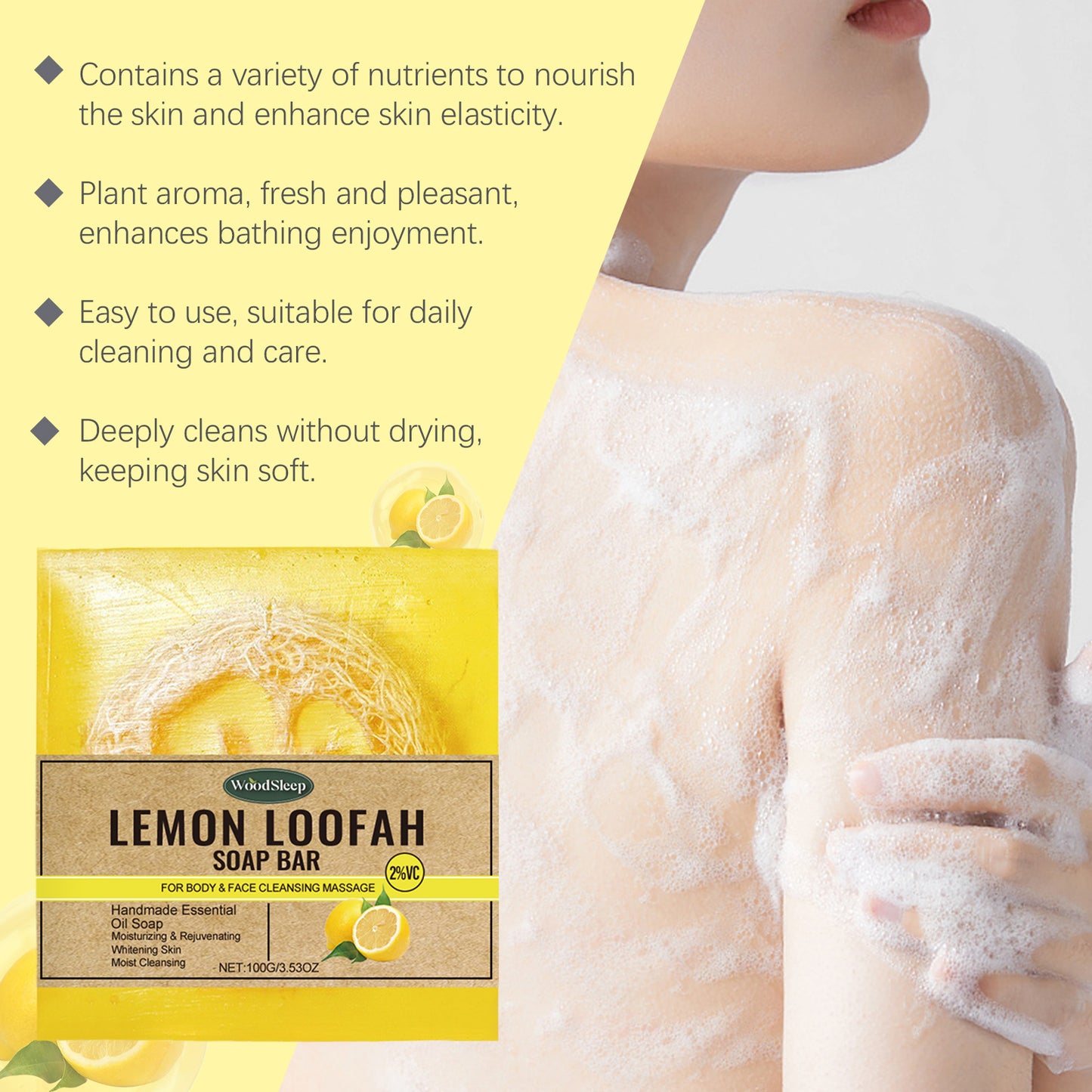 Loofah & Lemon Essential Oil Soap - Deep Cleansing & Oil Control Bar
