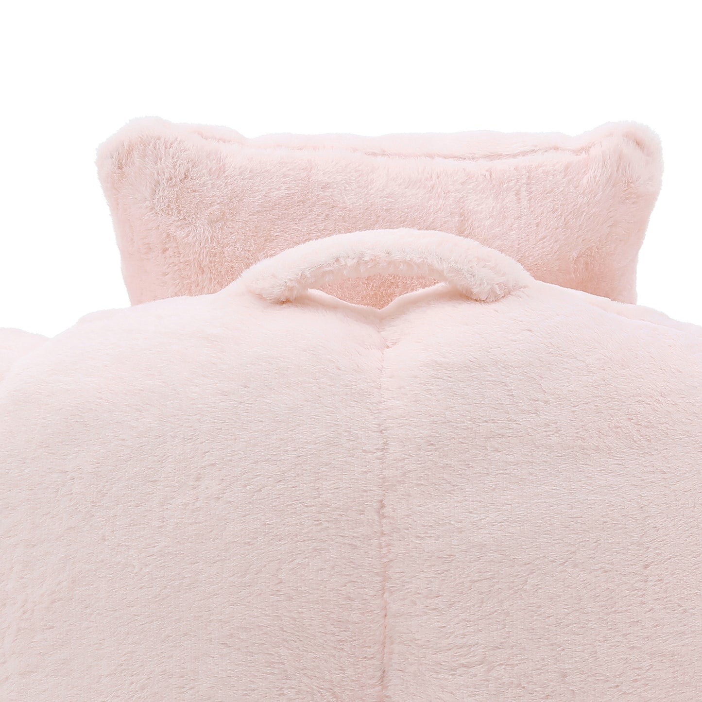Oversized Faux Fur Bean Bag Chair with Footstool - Pink