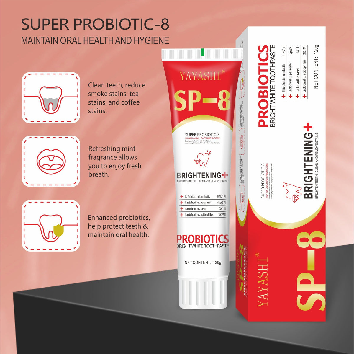 Probiotic Whitening Toothpaste 120g - Dental Care for Bright Smile