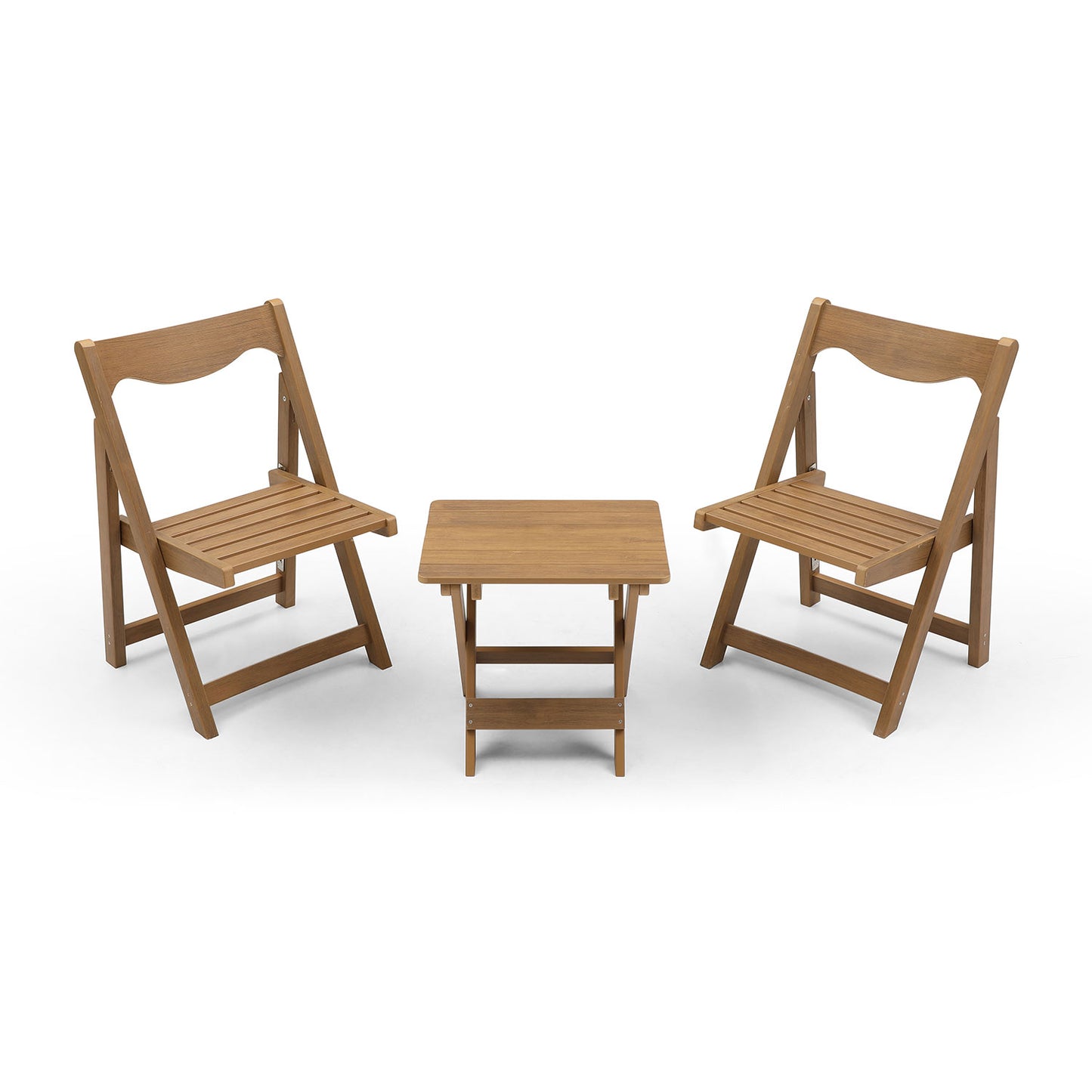Foldable Outdoor Bistro Set with 2 Chairs and Rectangular Table - Teak