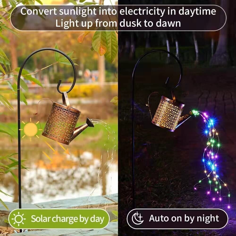 Solar Watering Can Garden Lights - Outdoor Pathway Lawn Decor, 2-Pack
