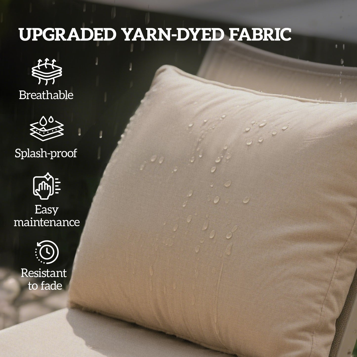 Patio Chair Cushions Set of 2 - Fade Resistant Beige