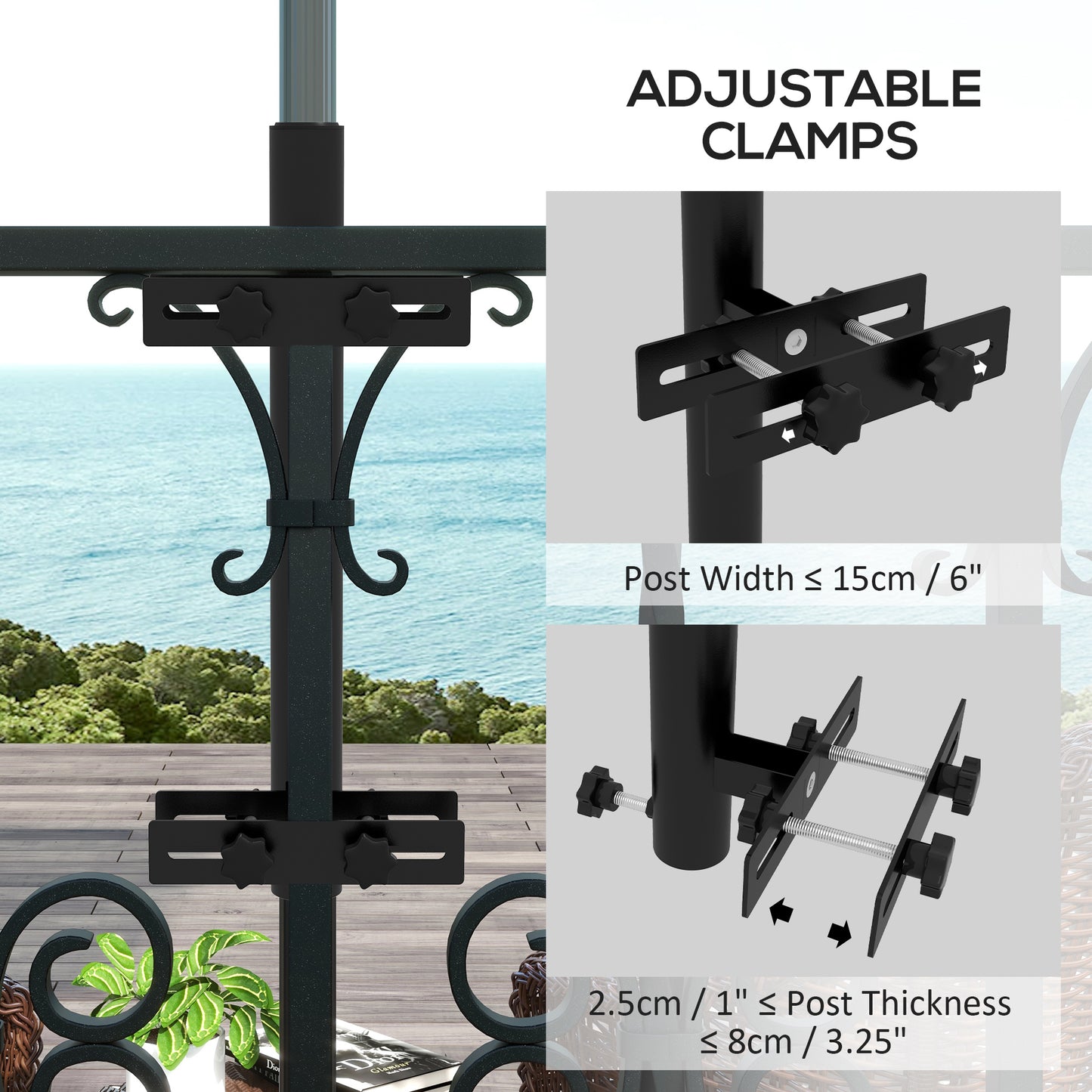 Patio Umbrella Stand with Adjustable Clamps - Black