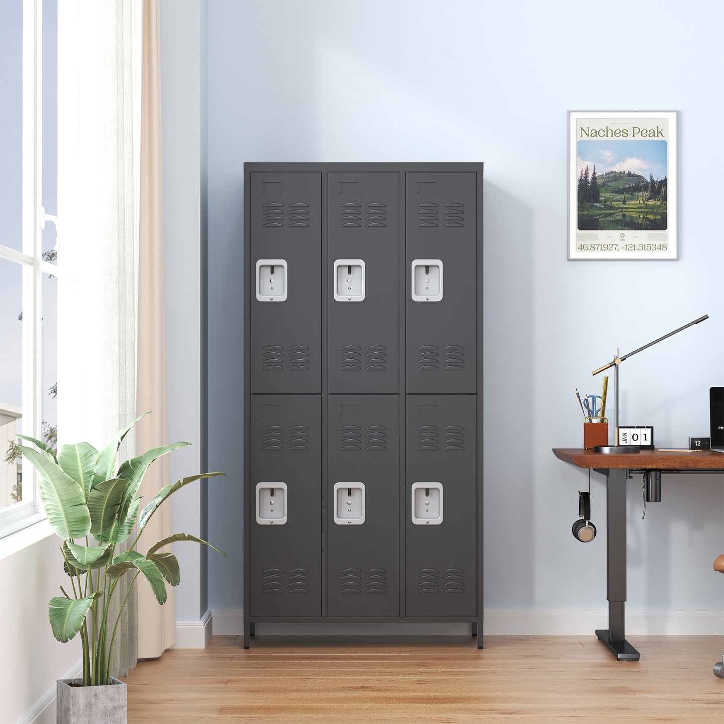 6 Door 72 H Metal Lockers With Lock For Employees,Storage Locker