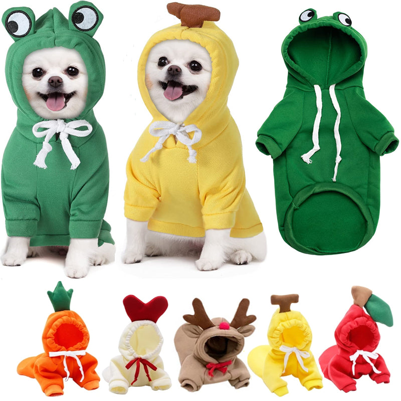 Cute Fruit Dog Hoodie for Small Dogs Winter Warm Fleece Pet Sweater