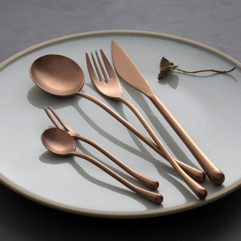 Japanese-Style Stainless Steel Tableware Set - Steak Knife Fork Spoon