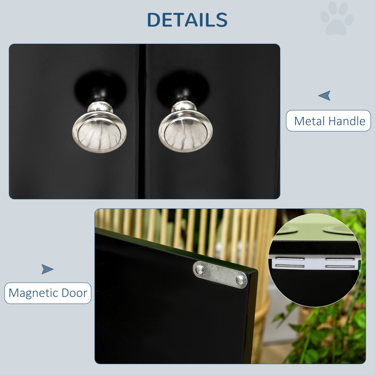 Elevated Dog Food Bowl Stand with Storage Cabinet - Large Capacity Black