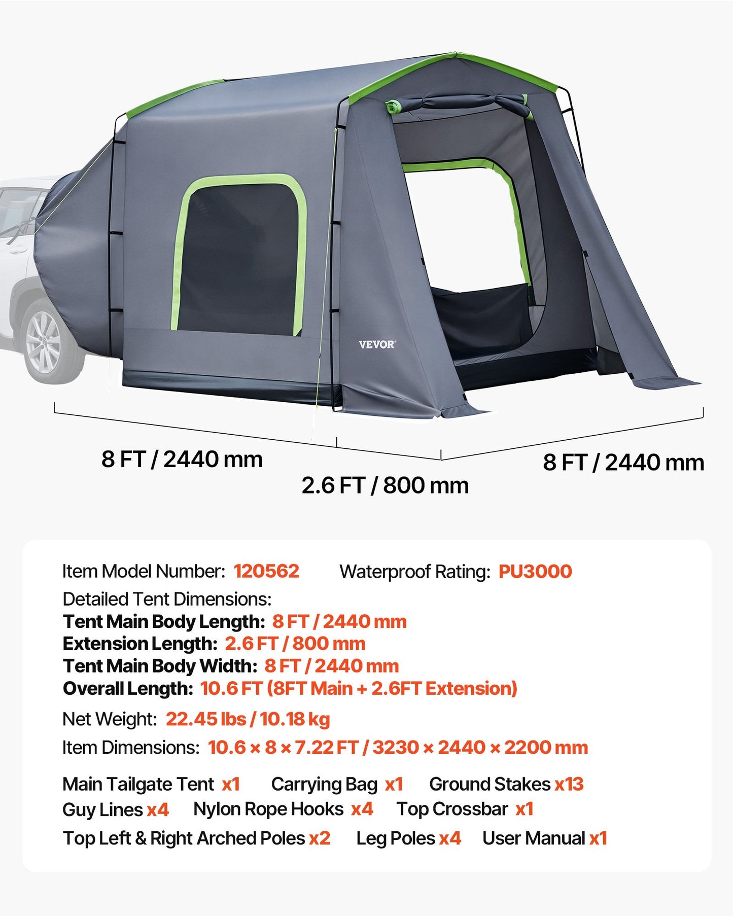 All-Season Large SUV Tailgate Tent for 5-9 People Waterproof & Ventilated