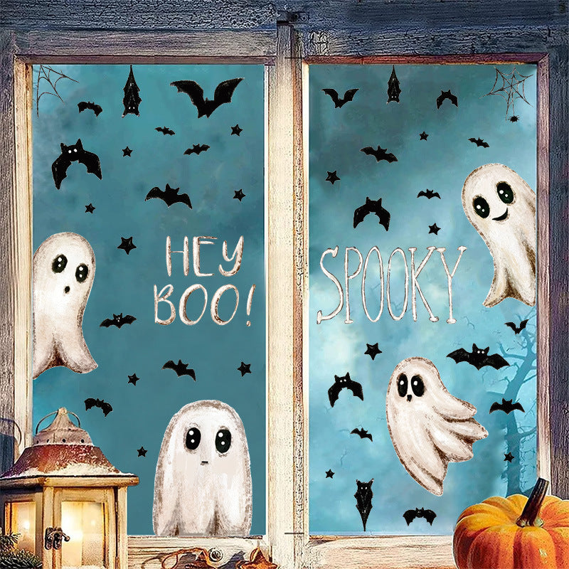 Halloween Window Stickers Ghost and Bat Decals for Festive Decor 20x30cm 6 Pack